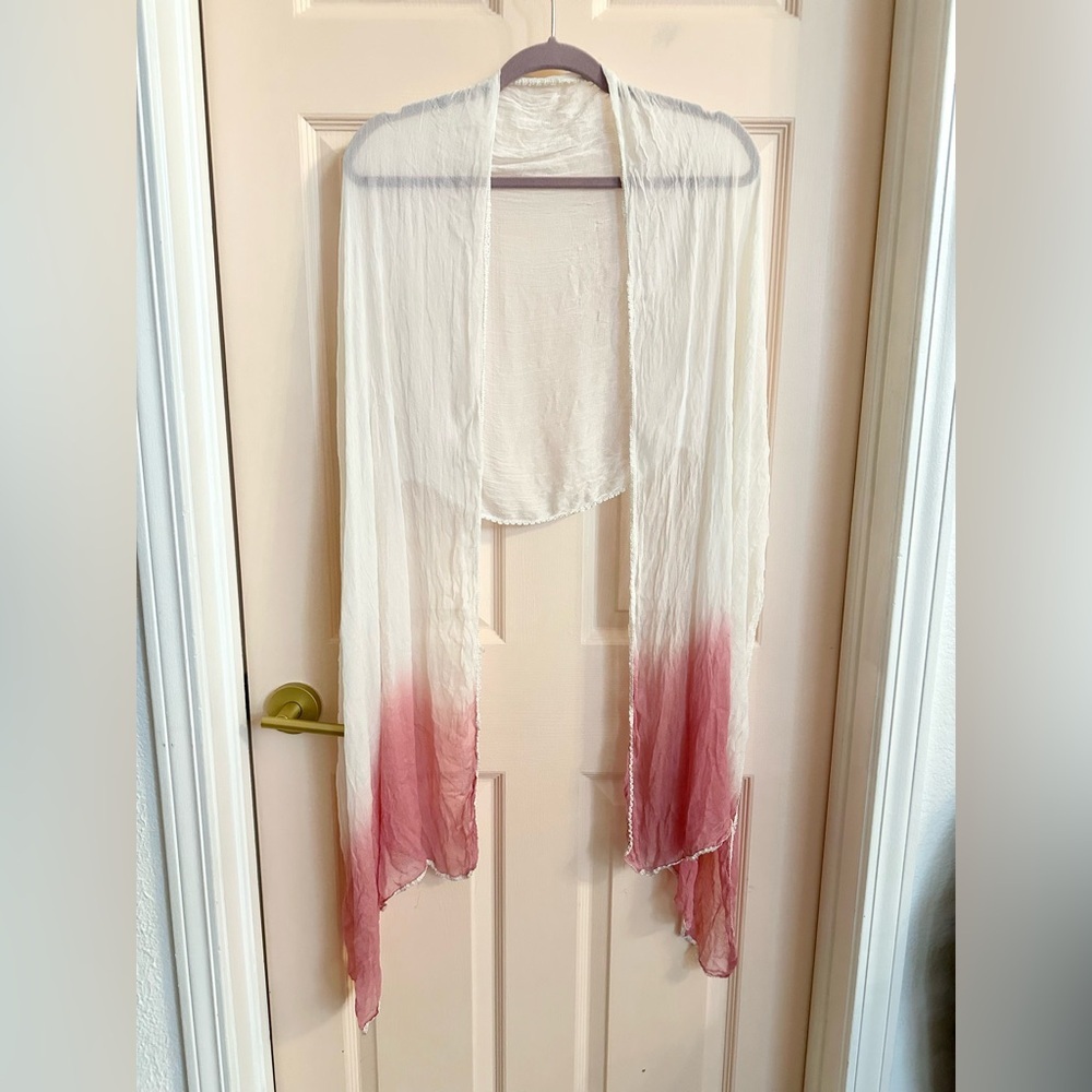 Pink and white gauzy scarf